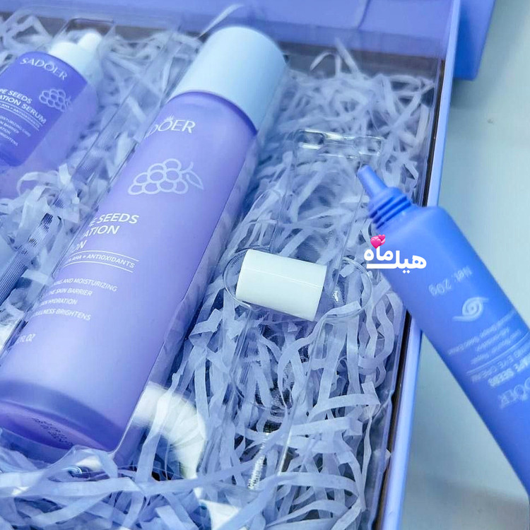 باکس کادویی روتین پوستی ( مراقبت پوست ) هسته انگور AHA و آنتی اکسیدان بنفش سادور | باکس هدیه / باکس کادویی / پک هدیه لوازم آرایشی / کادو ولنتاین/ کادو تولد / هدیه سالگرد ازدواج
